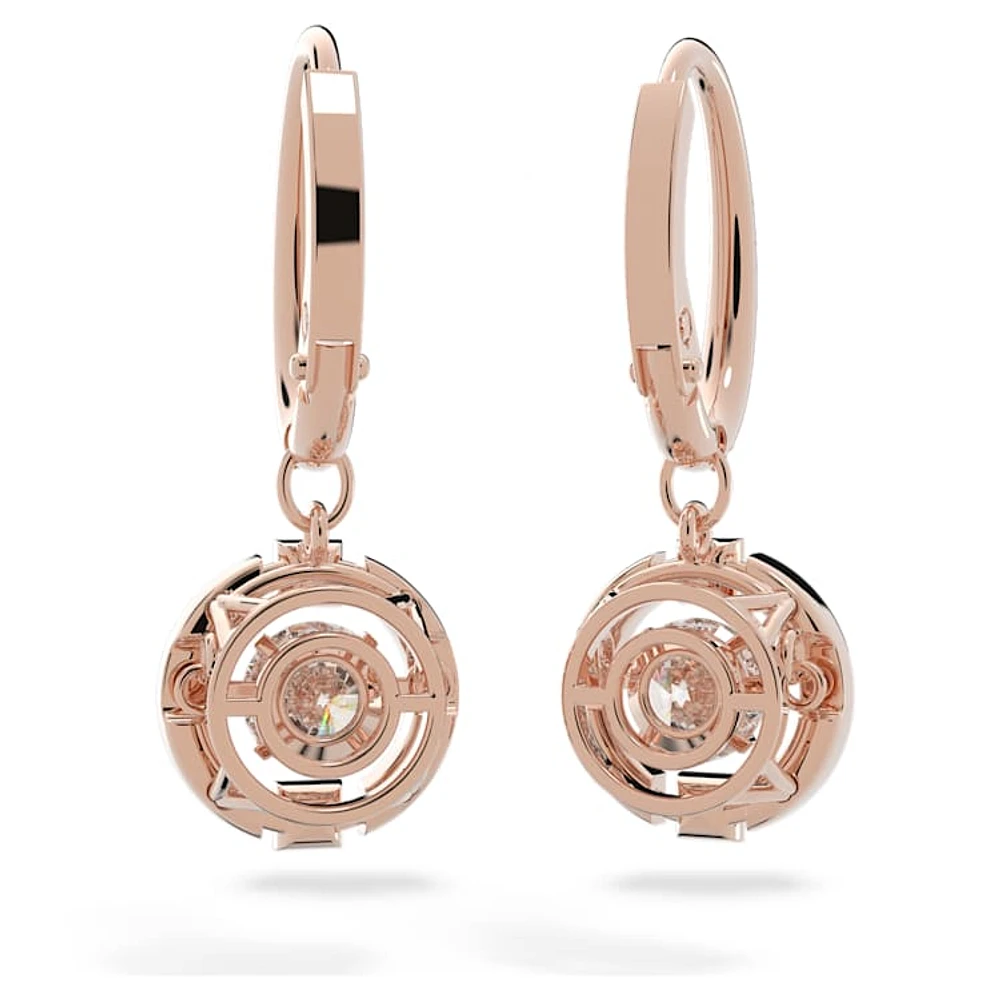 Una drop earrings, Round cut, White, Rose gold-tone plated by SWAROVSKI