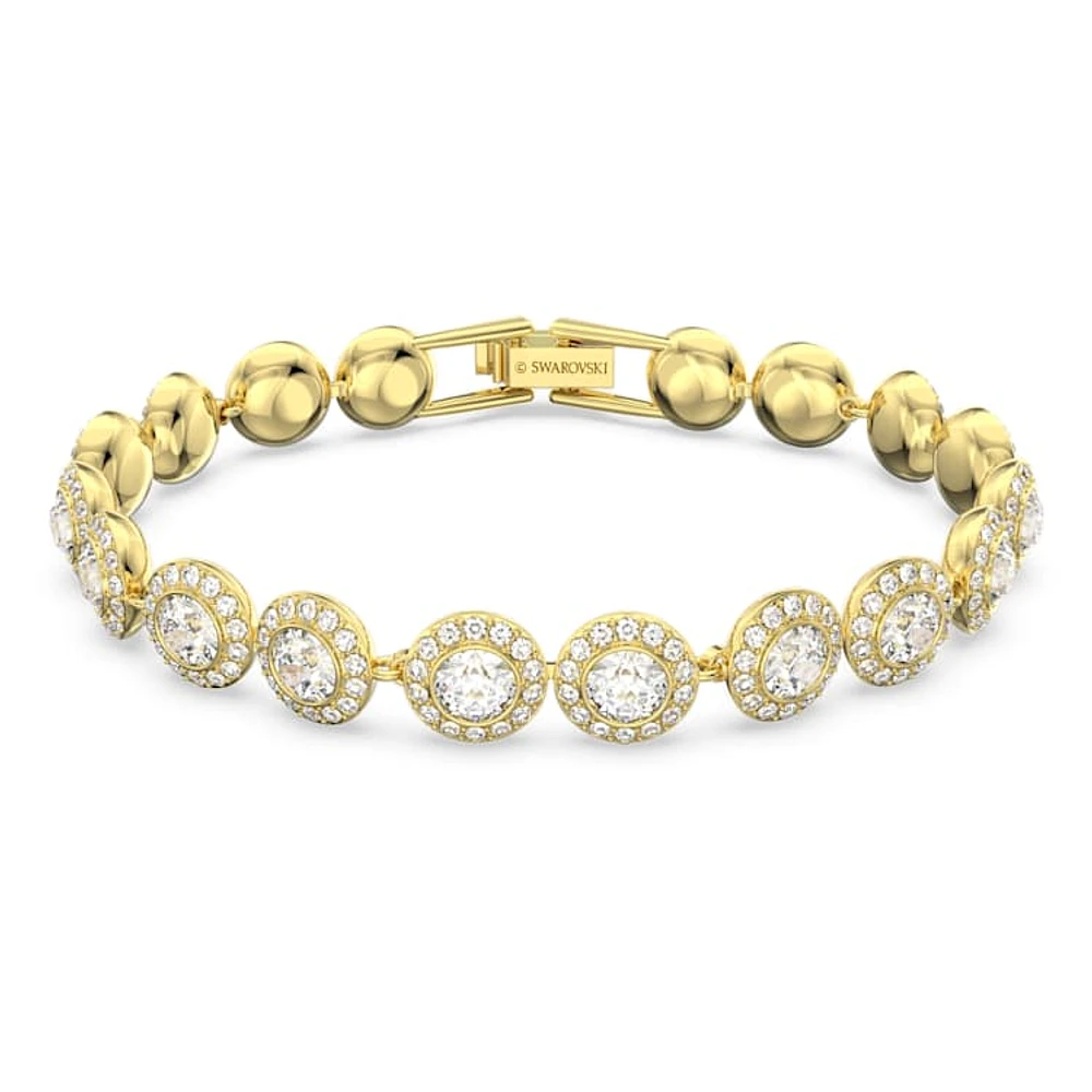 Una Angelic Tennis bracelet, Round cut, Pavé, Medium, White, Gold-tone plated by SWAROVSKI