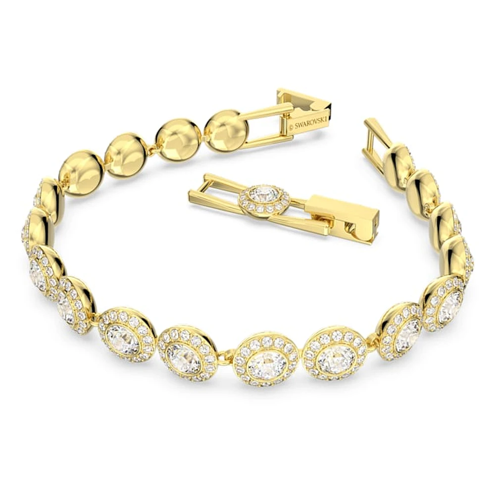 Una Angelic Tennis bracelet, Round cut, Pavé, Medium, White, Gold-tone plated by SWAROVSKI