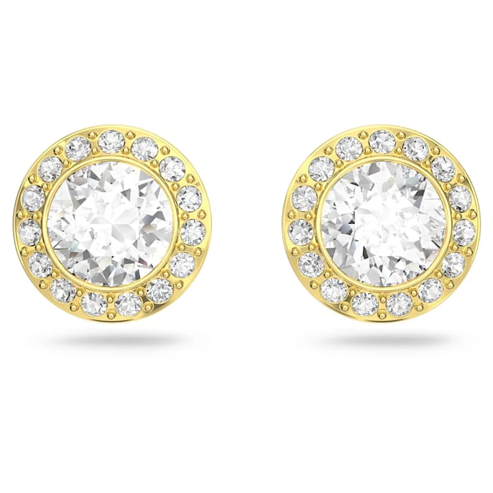 Una Angelic stud earrings, Round cut, White, Gold-tone plated by SWAROVSKI