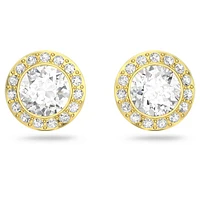 Una Angelic stud earrings, Round cut, White, Gold-tone plated by SWAROVSKI