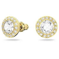 Una Angelic stud earrings, Round cut, White, Gold-tone plated by SWAROVSKI