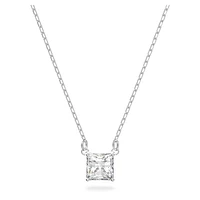 Stilla Attract necklace, Square cut, White, Rhodium plated by SWAROVSKI