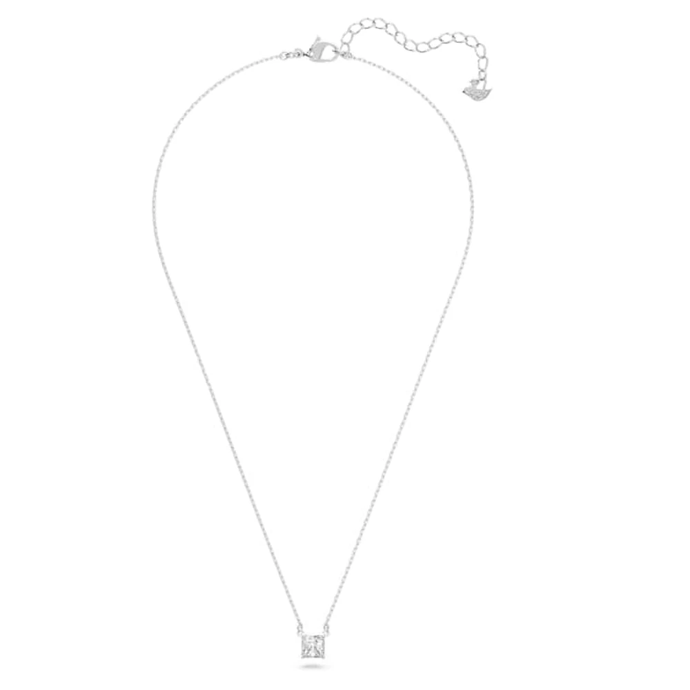 Stilla Attract necklace, Square cut, White, Rhodium plated by SWAROVSKI