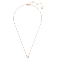 Stilla Attract necklace, Square cut, White, Rose gold-tone plated by SWAROVSKI