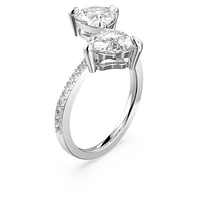 Mesmera Attract open ring, Heart, White, Rhodium plated by SWAROVSKI