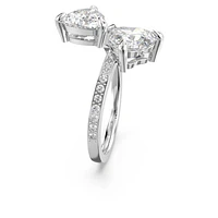 Mesmera open ring, Heart, White, Rhodium plated by SWAROVSKI