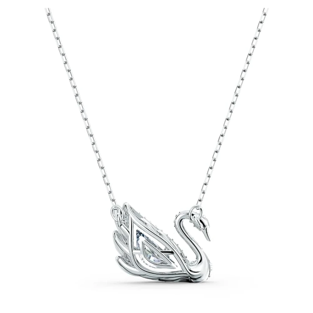 Swan necklace, Swan, White, Rhodium plated by SWAROVSKI