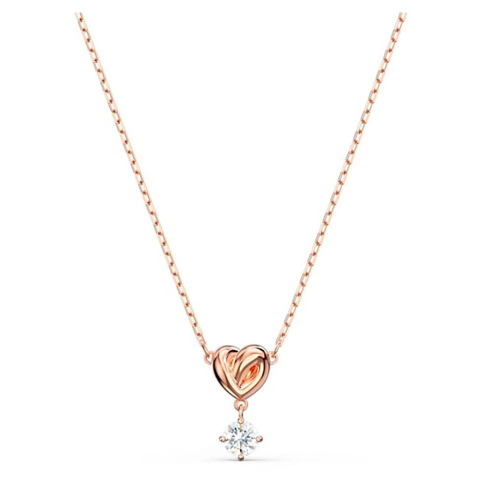 Lifelong Heart pendant, White, Rose gold-tone plated by SWAROVSKI