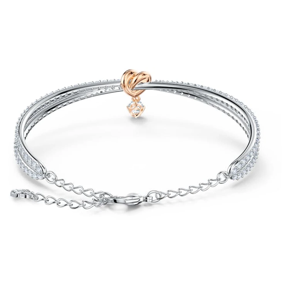 Lifelong Heart bangle, Heart, White, Mixed metal finish by SWAROVSKI