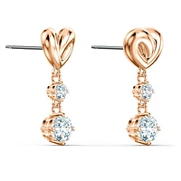 Lifelong Heart drop earrings, Heart, White, Rose gold-tone plated by SWAROVSKI