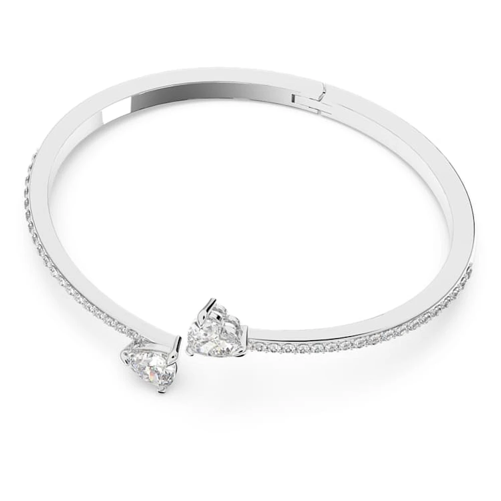 Mesmera bangle, Heart, White, Rhodium plated by SWAROVSKI