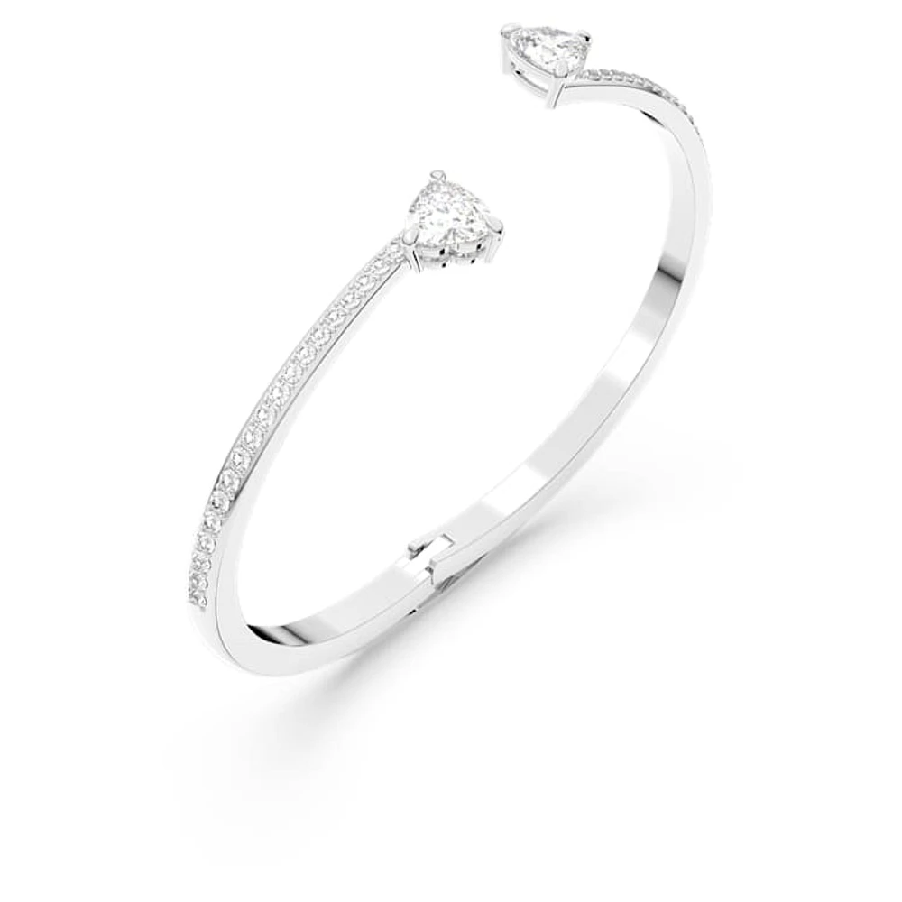 Mesmera Attract bangle, Heart, White, Rhodium plated by SWAROVSKI