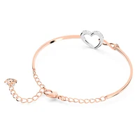 Hyperbola bangle, Infinity and heart, White, Mixed metal finish by SWAROVSKI