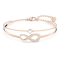 Hyperbola bangle, Infinity, White, Rose gold-tone plated by SWAROVSKI