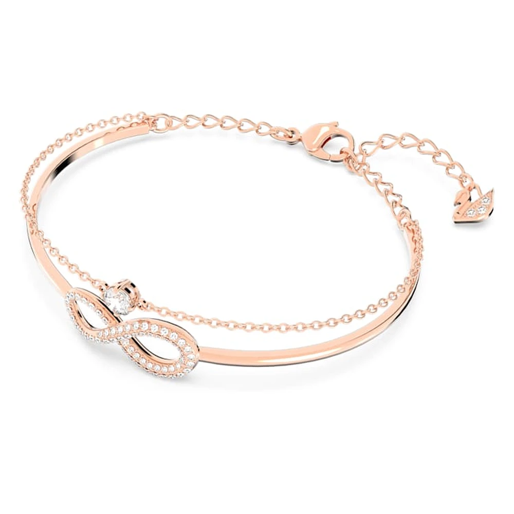 Hyperbola bangle, Infinity, White, Rose gold-tone plated by SWAROVSKI