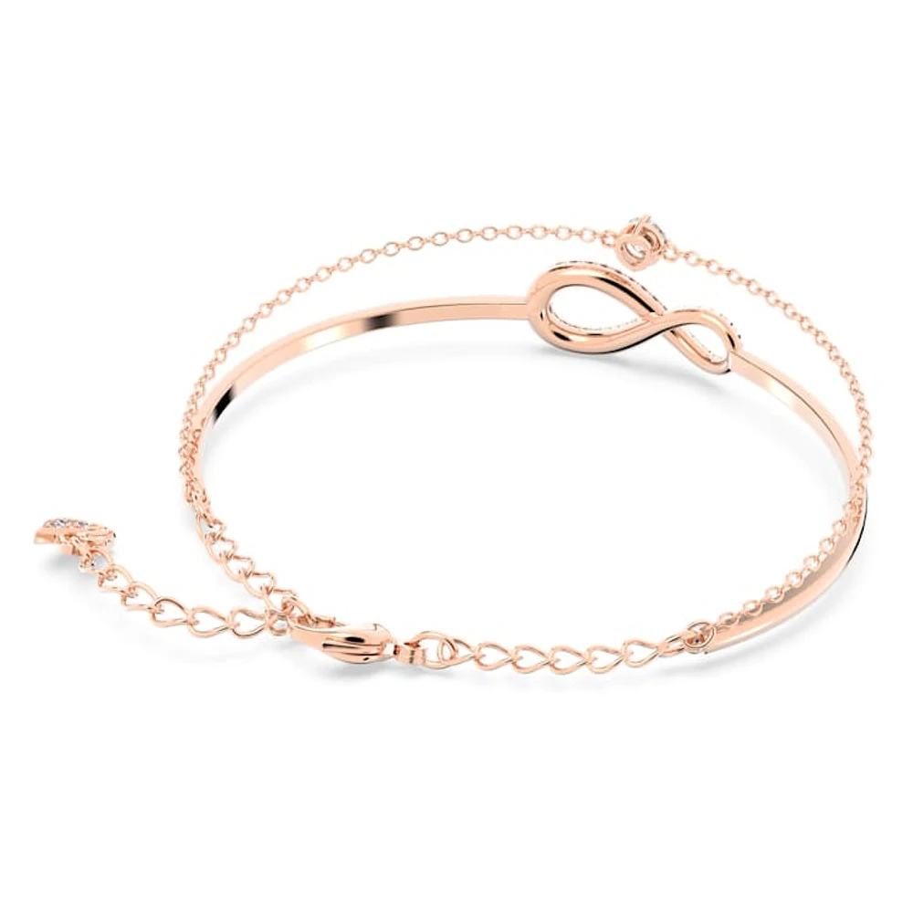 Hyperbola bangle, Infinity, White, Rose gold-tone plated by SWAROVSKI