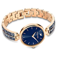 Dream Rock watch, Swiss Made, Metal bracelet, Blue, Rose gold-tone finish by SWAROVSKI