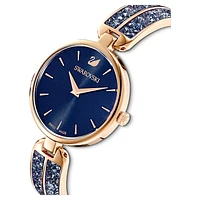 Dream Rock watch, Swiss Made, Metal bracelet, Blue, Rose gold-tone finish by SWAROVSKI