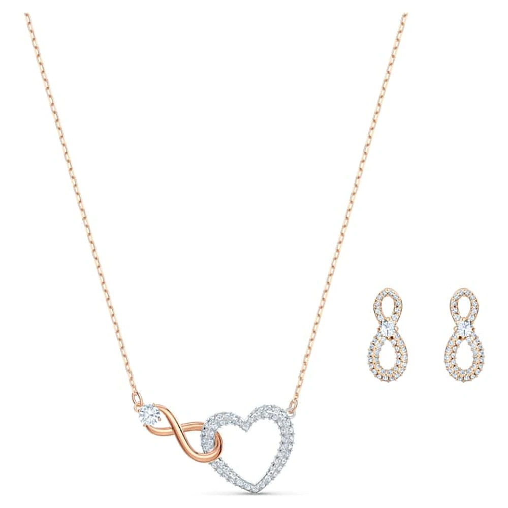 Hyperbola set, Infinity and heart, White, Mixed metal finish by SWAROVSKI