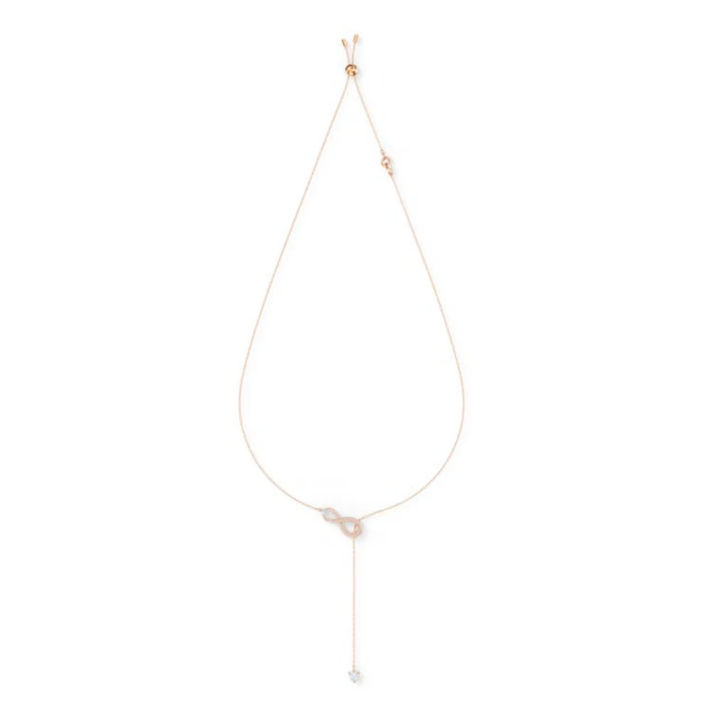 Hyperbola Y necklace, Infinity, White, Rose gold-tone plated by SWAROVSKI