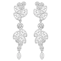 Diapason drop earrings, Mixed cuts, White, Rhodium plated by SWAROVSKI