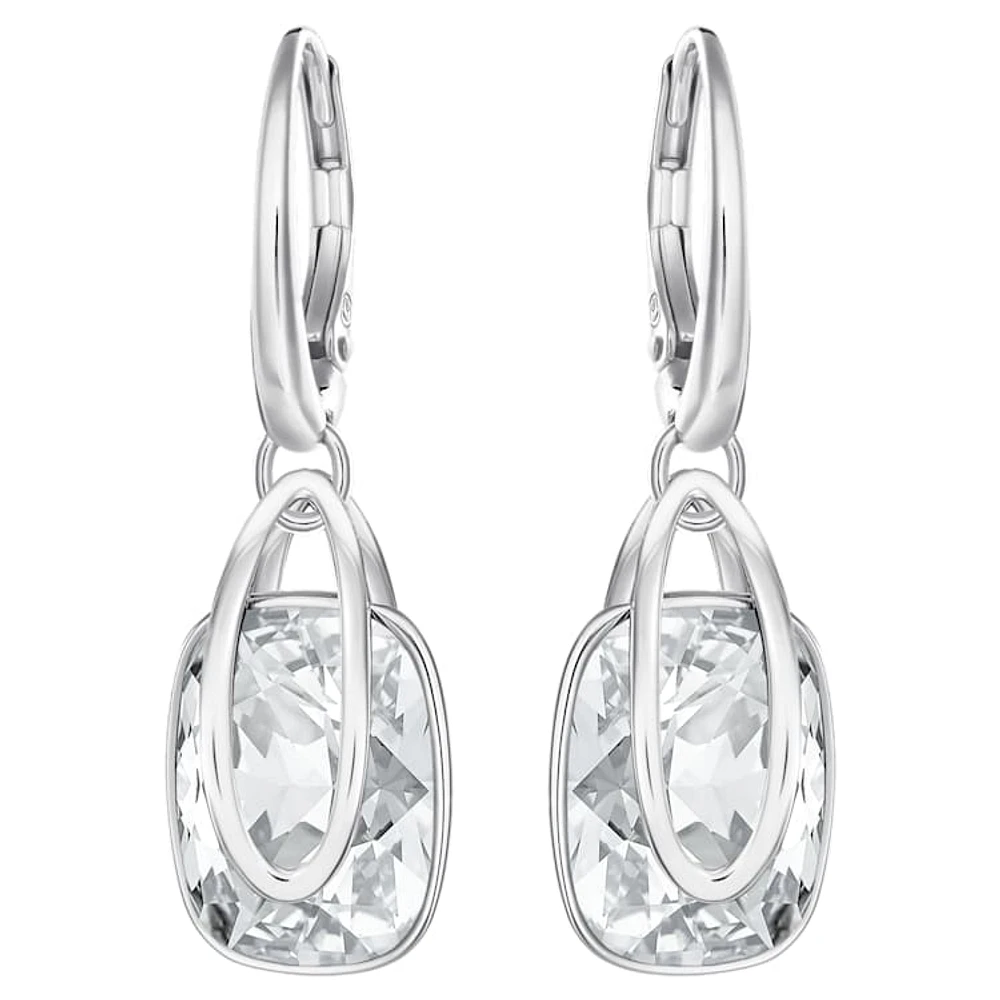 Holding drop earrings, White, Rhodium plated by SWAROVSKI