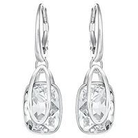 Holding drop earrings, White, Rhodium plated by SWAROVSKI