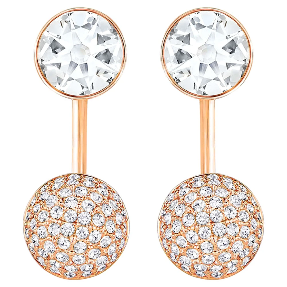 Forward earring jackets, Round cut, White, Rose gold-tone plated by SWAROVSKI