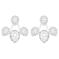 Latisha earring jackets, Pear cut, White, Rhodium plated by SWAROVSKI