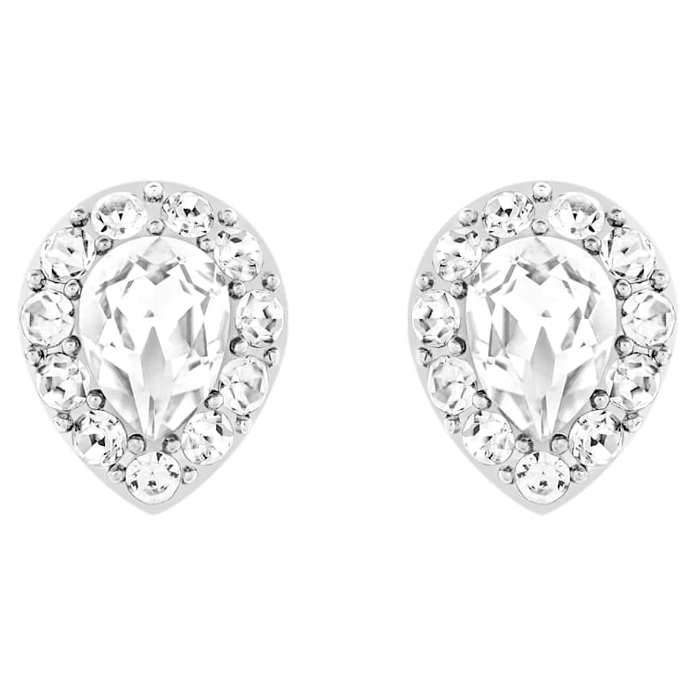 Latisha earring jackets, Pear cut, White, Rhodium plated by SWAROVSKI