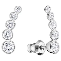 Harley ear cuffs, Round cut, White, Rhodium plated by SWAROVSKI