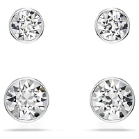 Harley stud earrings, Set (2), Round cut, White, Rhodium plated by SWAROVSKI