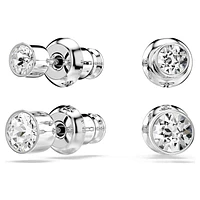 Harley stud earrings, Set (2), Round cut, White, Rhodium plated by SWAROVSKI