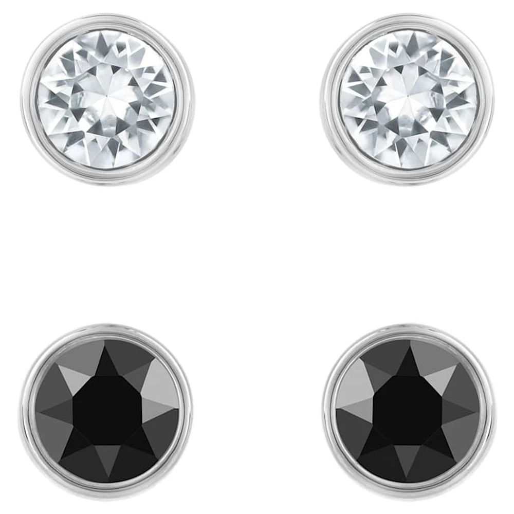 Harley stud earrings, Set (2), Round cut, Black, Mixed metal finish by SWAROVSKI