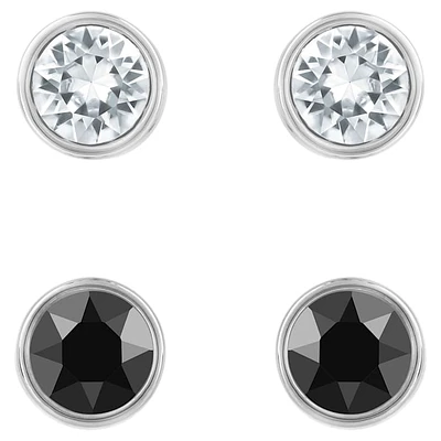 Harley stud earrings, Set (2), Round cut, Black, Mixed metal finish by SWAROVSKI