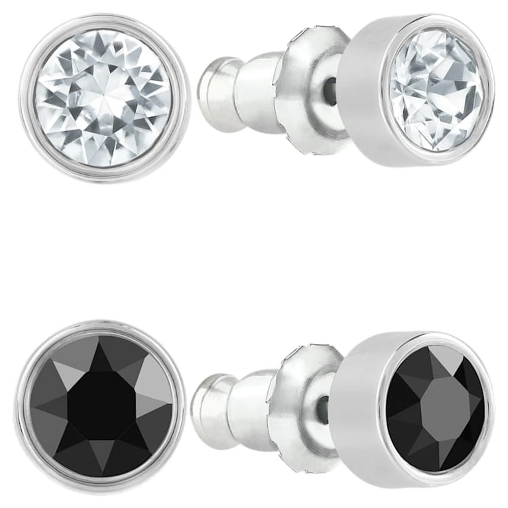 Harley stud earrings, Set (2), Round cut, Black, Mixed metal finish by SWAROVSKI