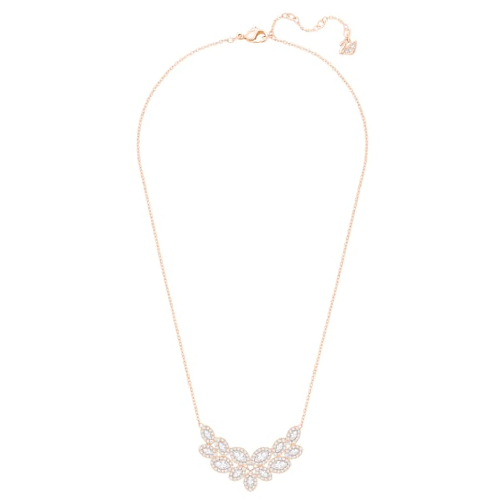 Baron necklace, Leaf, White, Rose gold-tone plated by SWAROVSKI