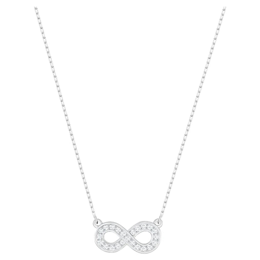 Latisha necklace, Infinity, White, Rhodium plated by SWAROVSKI