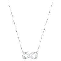 Latisha necklace, Infinity, White, Rhodium plated by SWAROVSKI