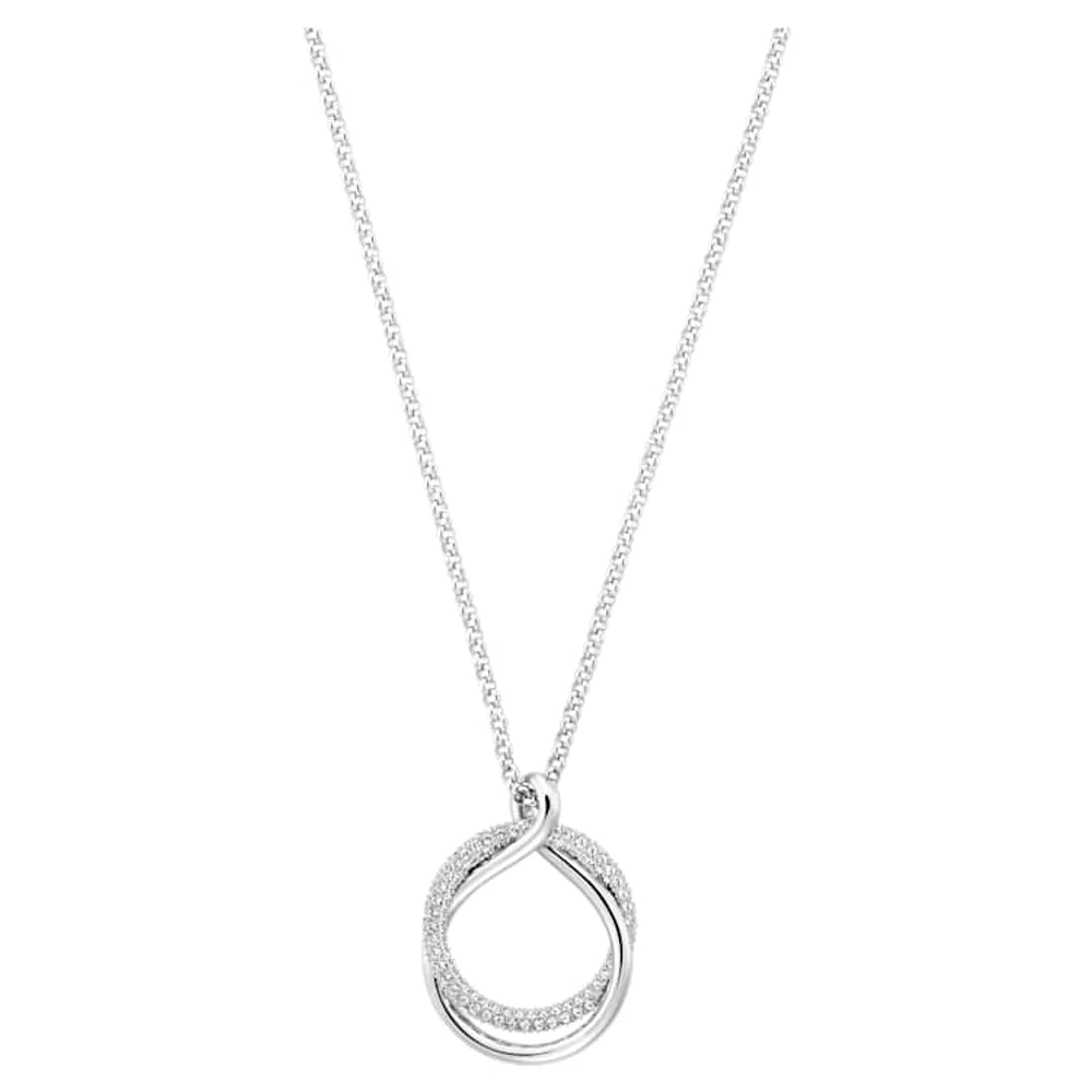 Exact pendant, Round shape, White, Rhodium plated by SWAROVSKI