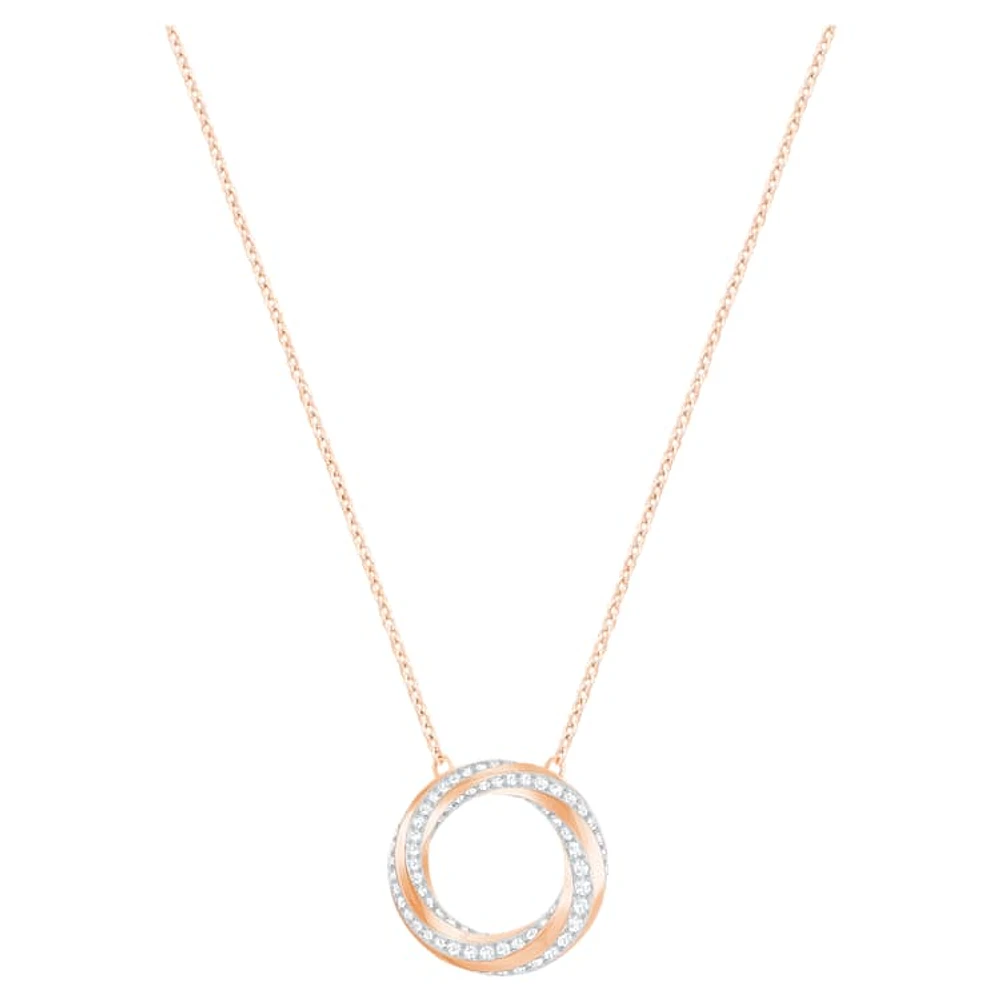 Hilt necklace, Round shape, White, Rose gold-tone plated by SWAROVSKI