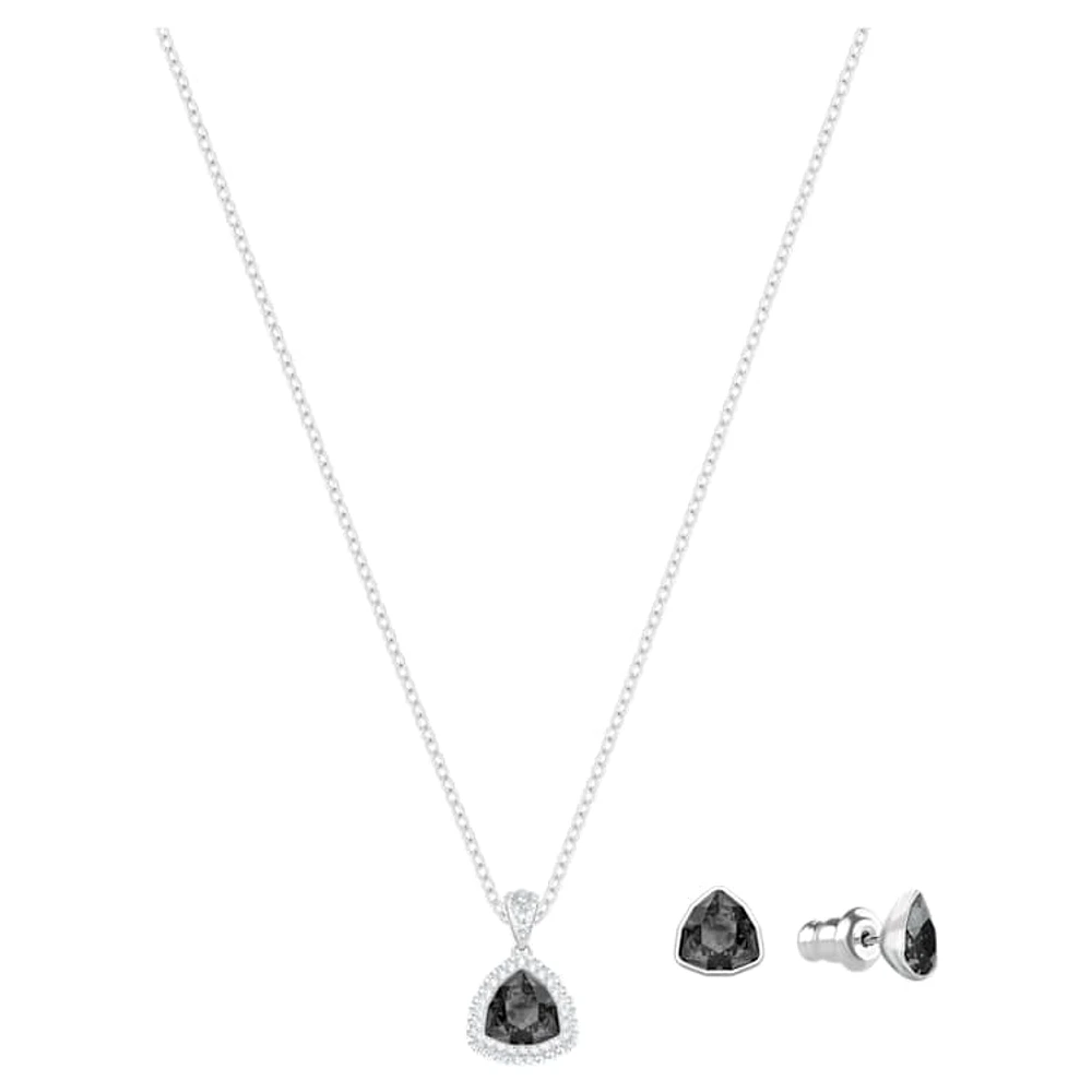 Begin set, Trilliant cut, Black, Rhodium plated by SWAROVSKI