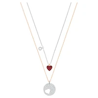 Crystal Wishes pendant, Set (2), Heart, Red, Mixed metal finish by SWAROVSKI