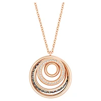 Dynamic pendant, Round shape, Grey, Rose gold-tone plated by SWAROVSKI