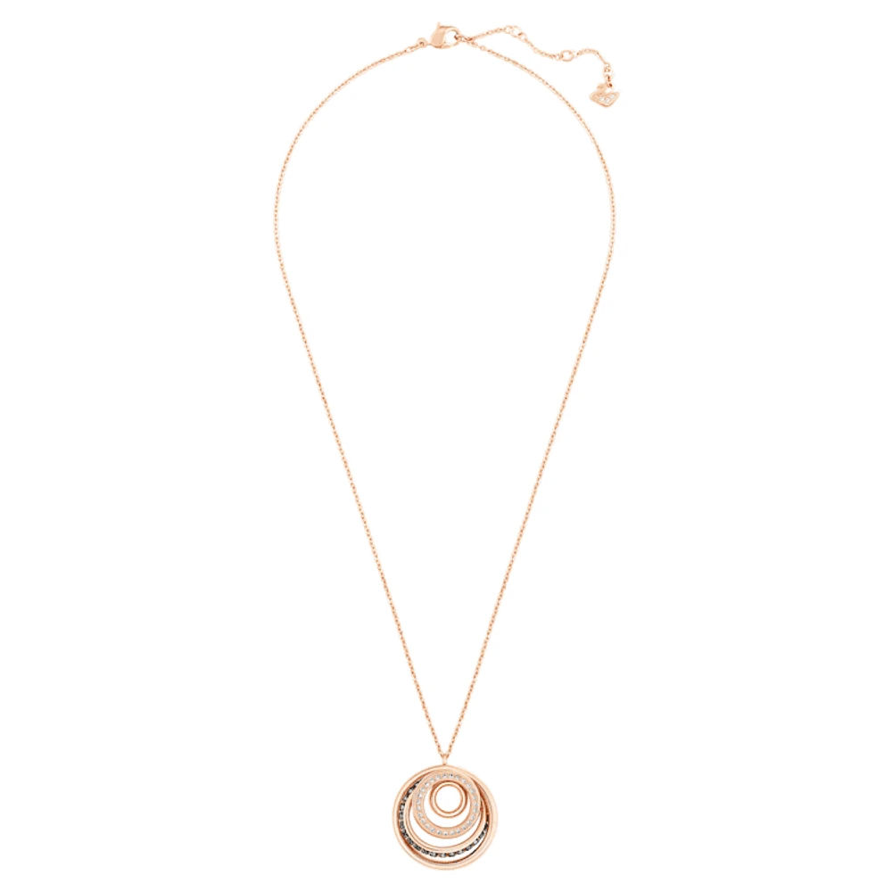 Dynamic pendant, Round shape, Grey, Rose gold-tone plated by SWAROVSKI