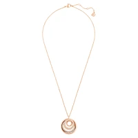 Dynamic pendant, Round shape, Grey, Rose gold-tone plated by SWAROVSKI