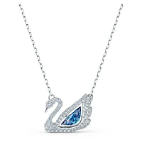 Swan necklace, Swan, Blue, Rhodium plated by SWAROVSKI