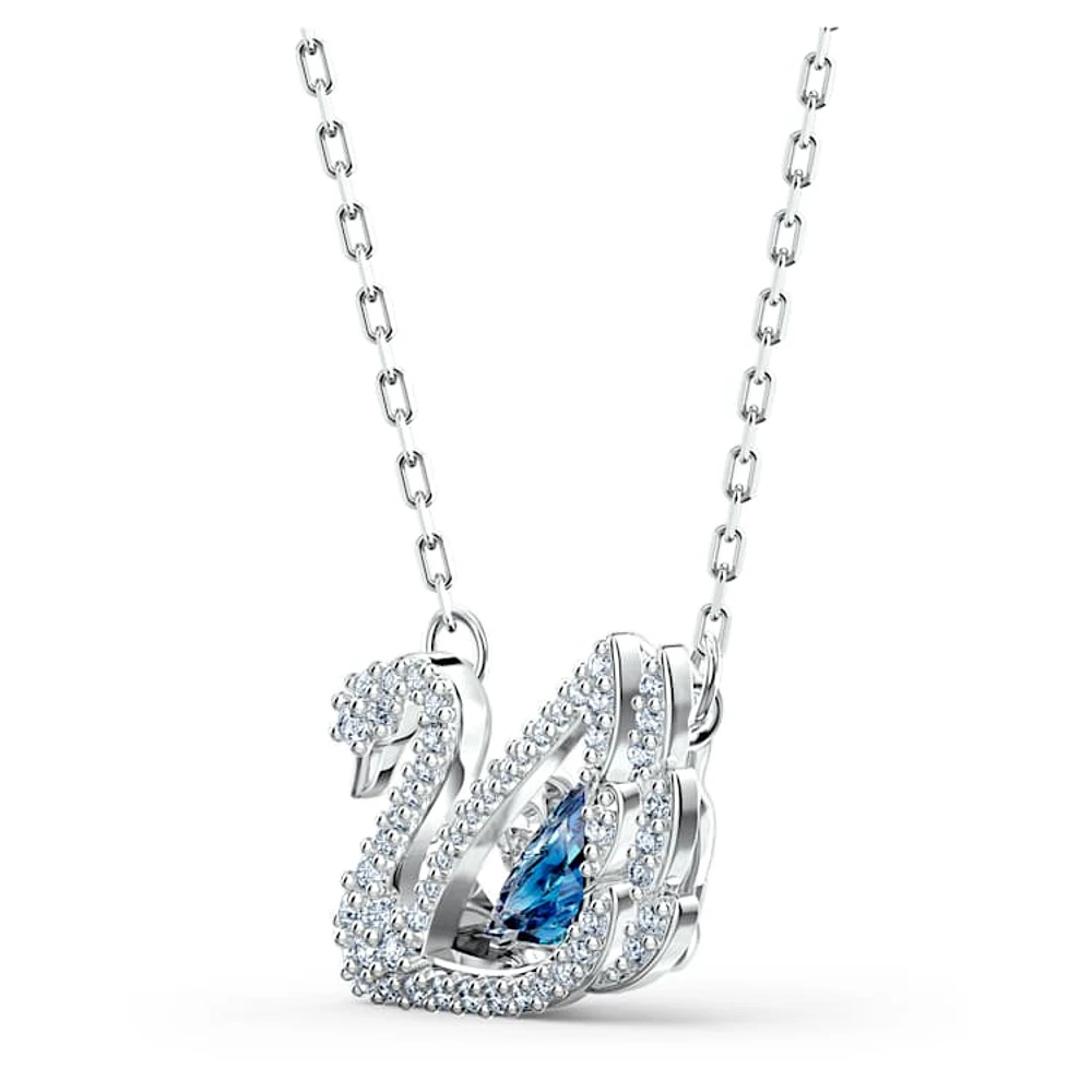 Swan necklace, Swan, Blue, Rhodium plated by SWAROVSKI