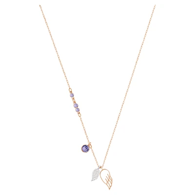 Symbolica pendant, Wing, Purple, Rose gold-tone plated by SWAROVSKI